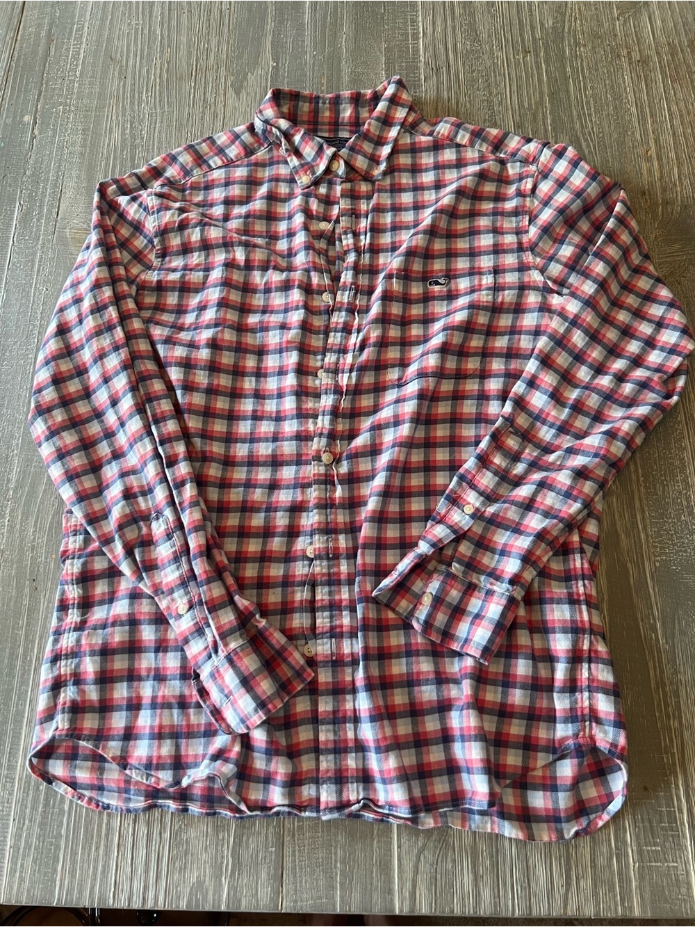 Vineyard Vines Pink and Blue Plaid Button-Down Shirt